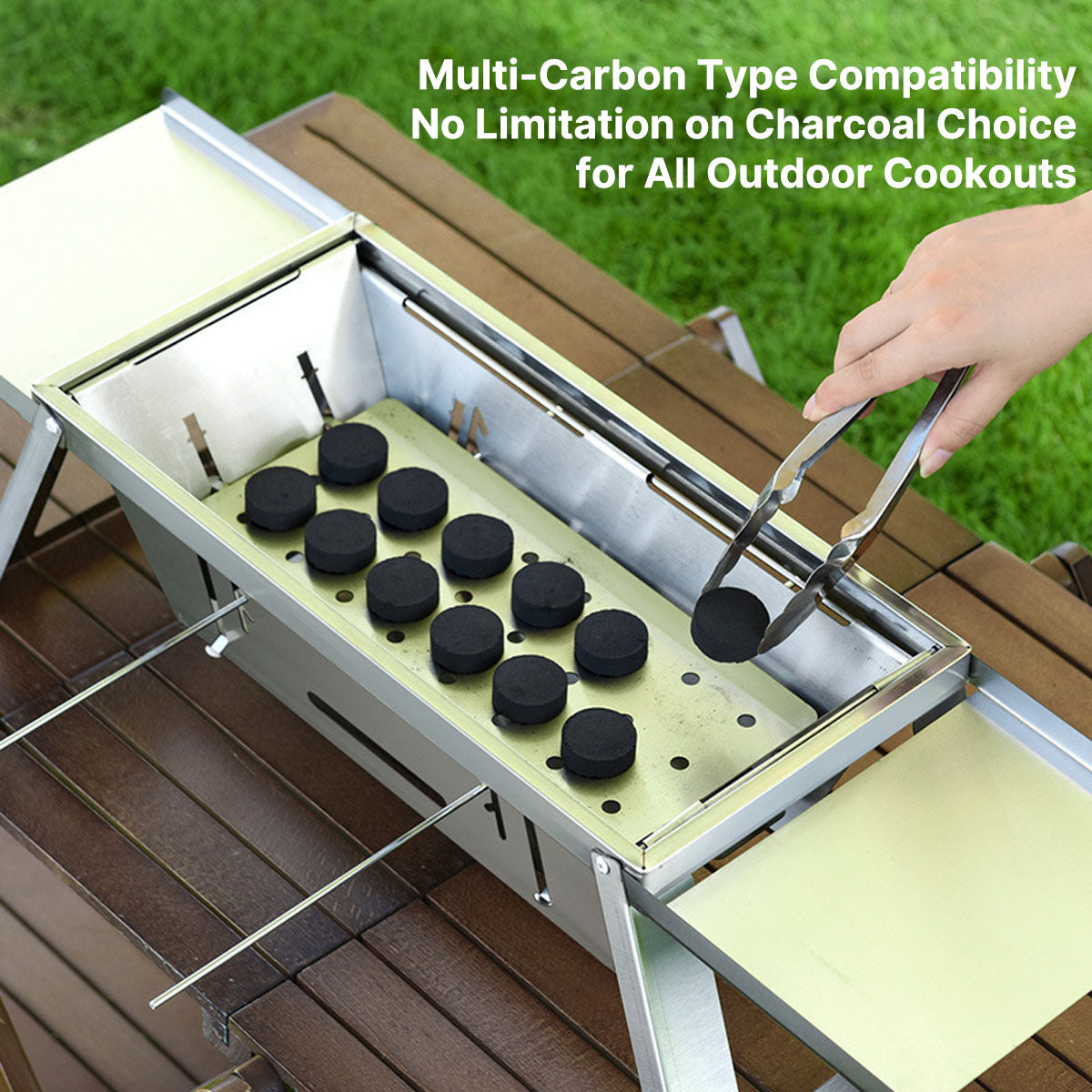 Foldable Portable BBQ Grill with Charcoal - Slim Design for Outdoor Use
