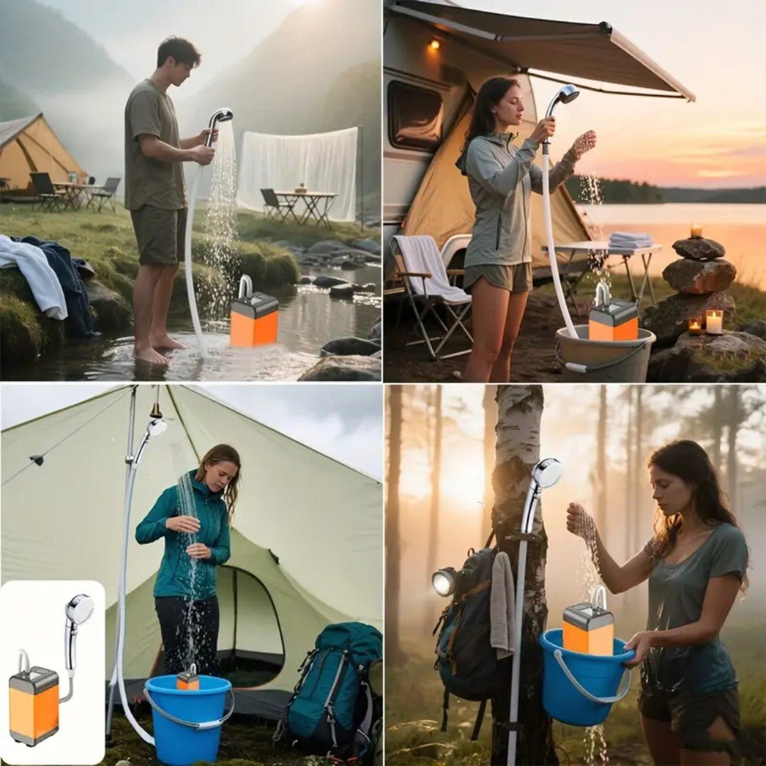 Adjustable Pressure Electric Shower for Outdoor Use – Portable Design