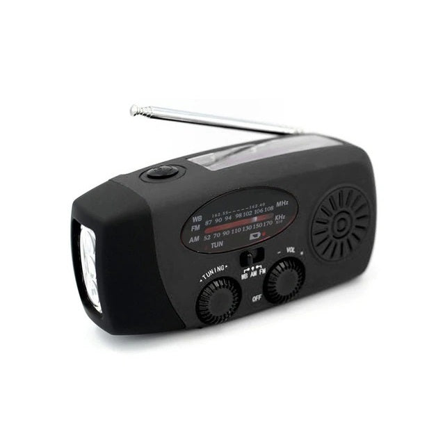 Emergency Solar-Powered Hand Crank Radio with NOAA Weather Alerts