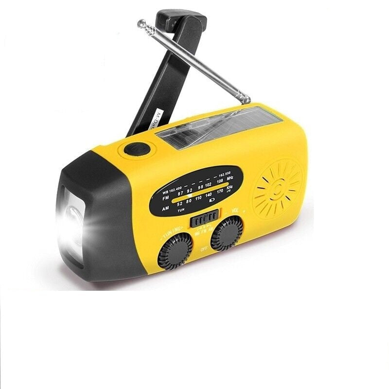 Emergency Solar-Powered Hand Crank Radio with NOAA Weather Alerts