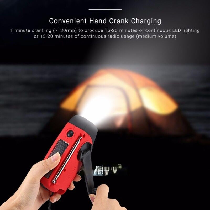 Emergency Solar-Powered Hand Crank Radio with NOAA Weather Alerts