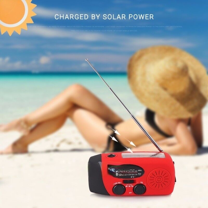 Emergency Solar-Powered Hand Crank Radio with NOAA Weather Alerts
