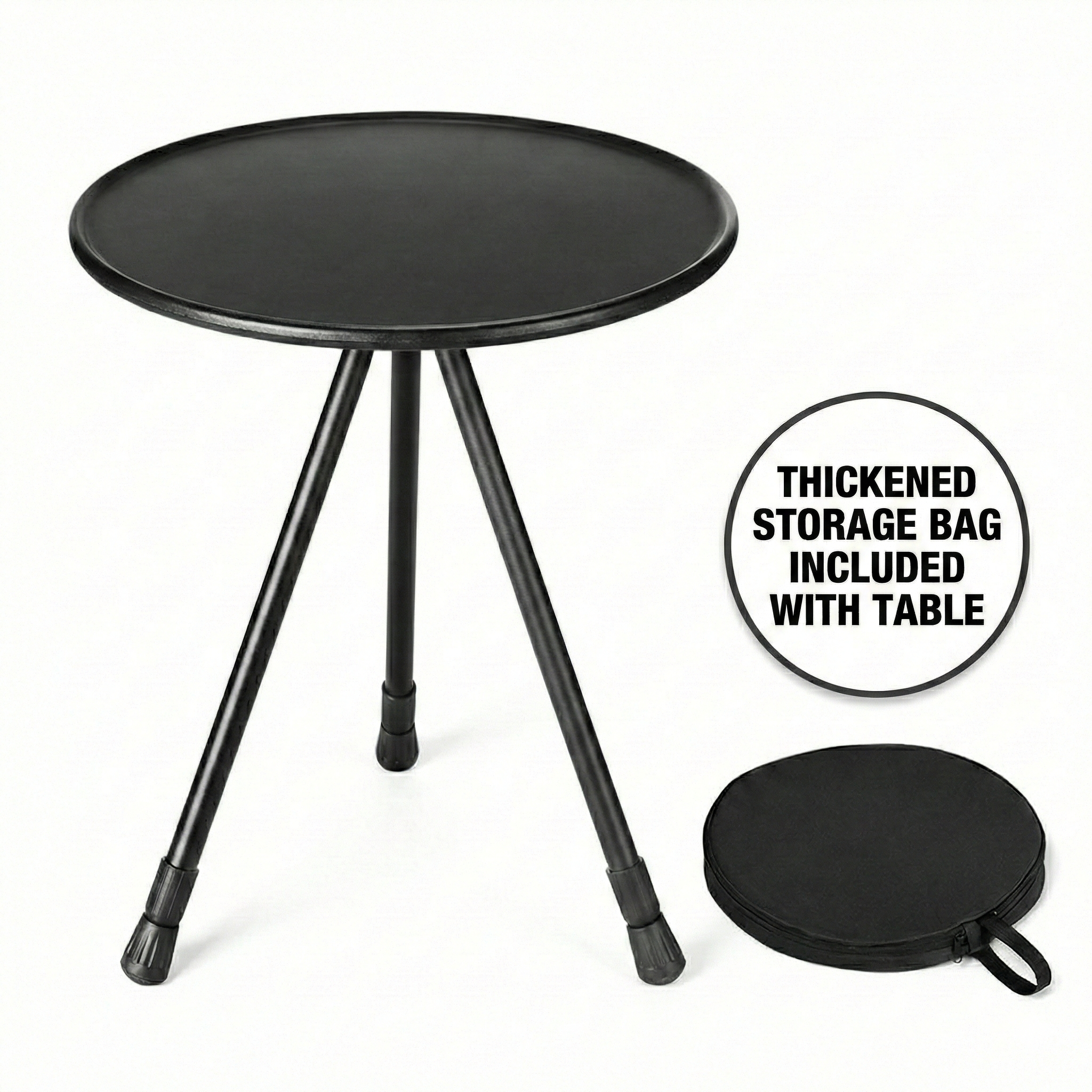 Round Camping Table with Mesh Storage – Portable Design
