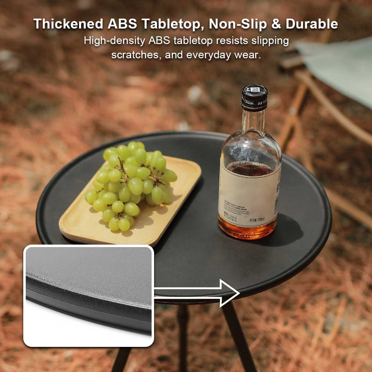 Round Camping Table with Mesh Storage – Portable Design
