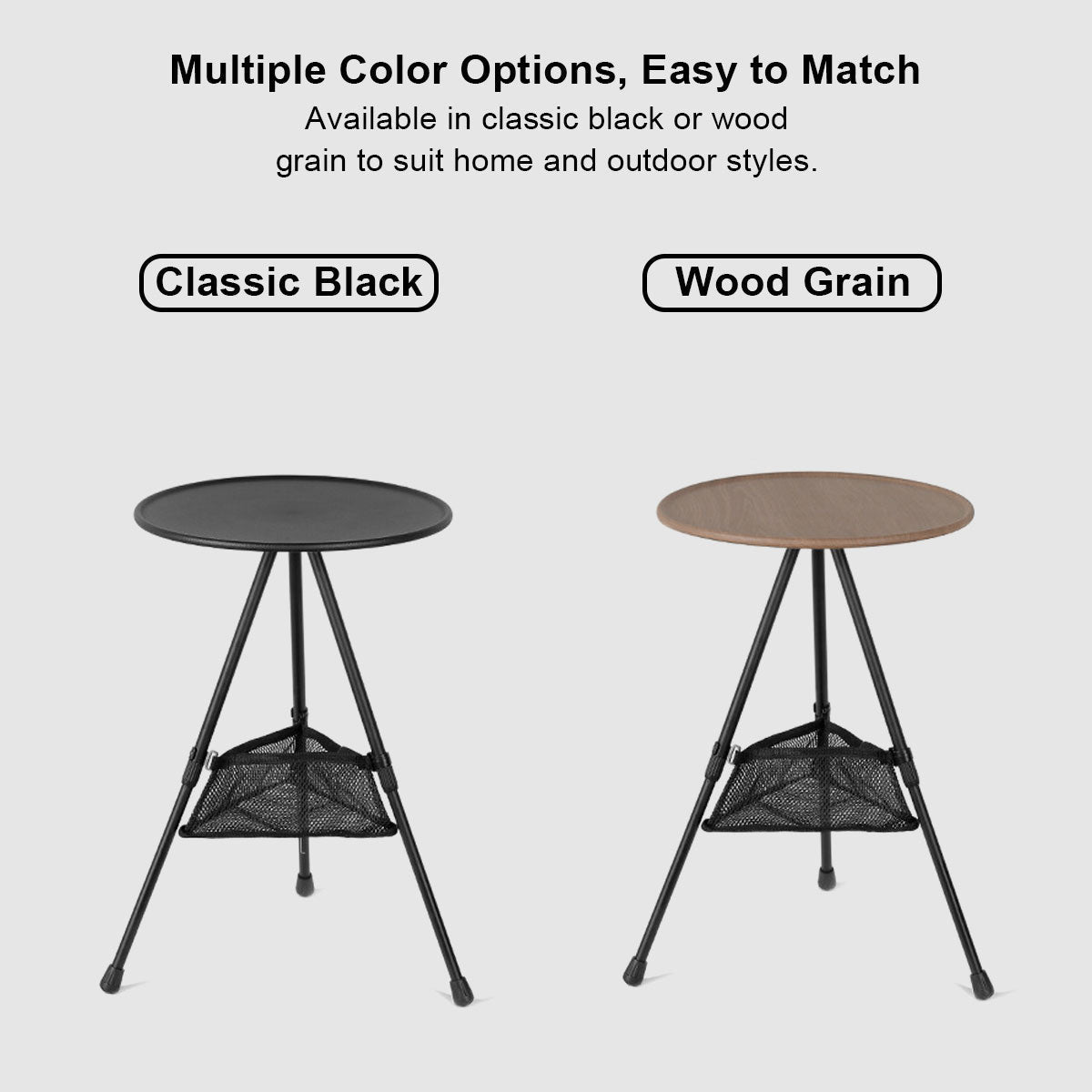 Round Camping Table with Mesh Storage – Portable Design