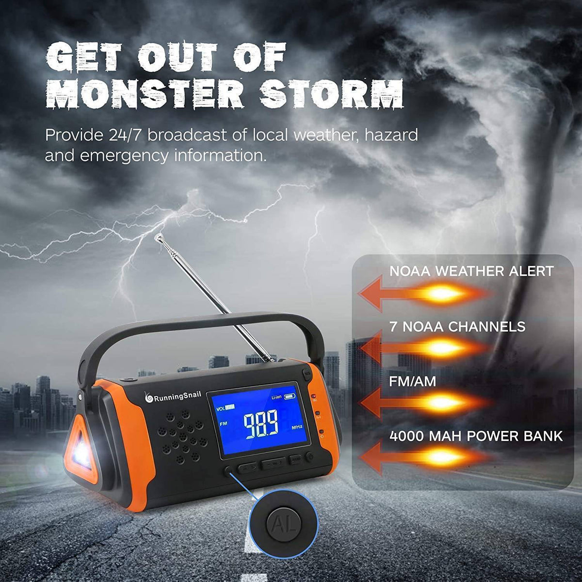 Emergency Solar Radio with Flashlight and Power Bank – Portable Design