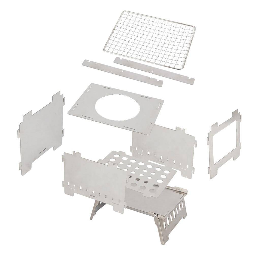 Compact Outdoor Barbecue Grill and Firewood Cooker