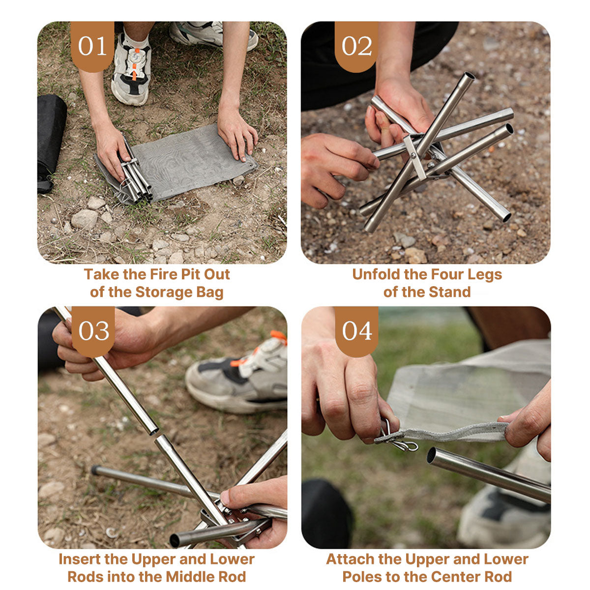 Camping Fire Pit with Grill Rack – Portable Stainless Steel Design
