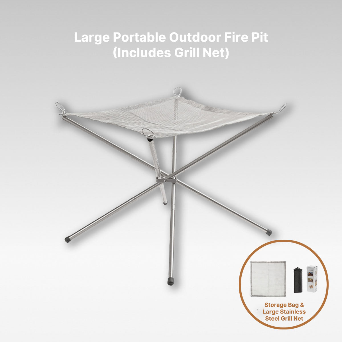 Camping Fire Pit with Grill Rack – Portable Stainless Steel Design
