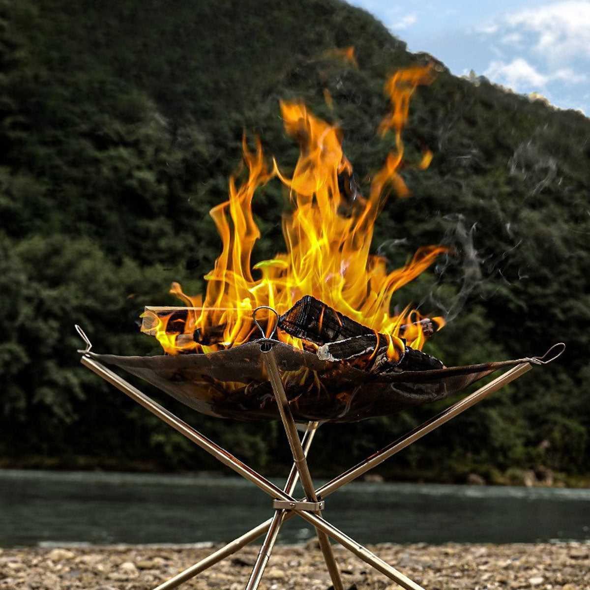 Camping Fire Pit with Grill Rack – Portable Stainless Steel Design