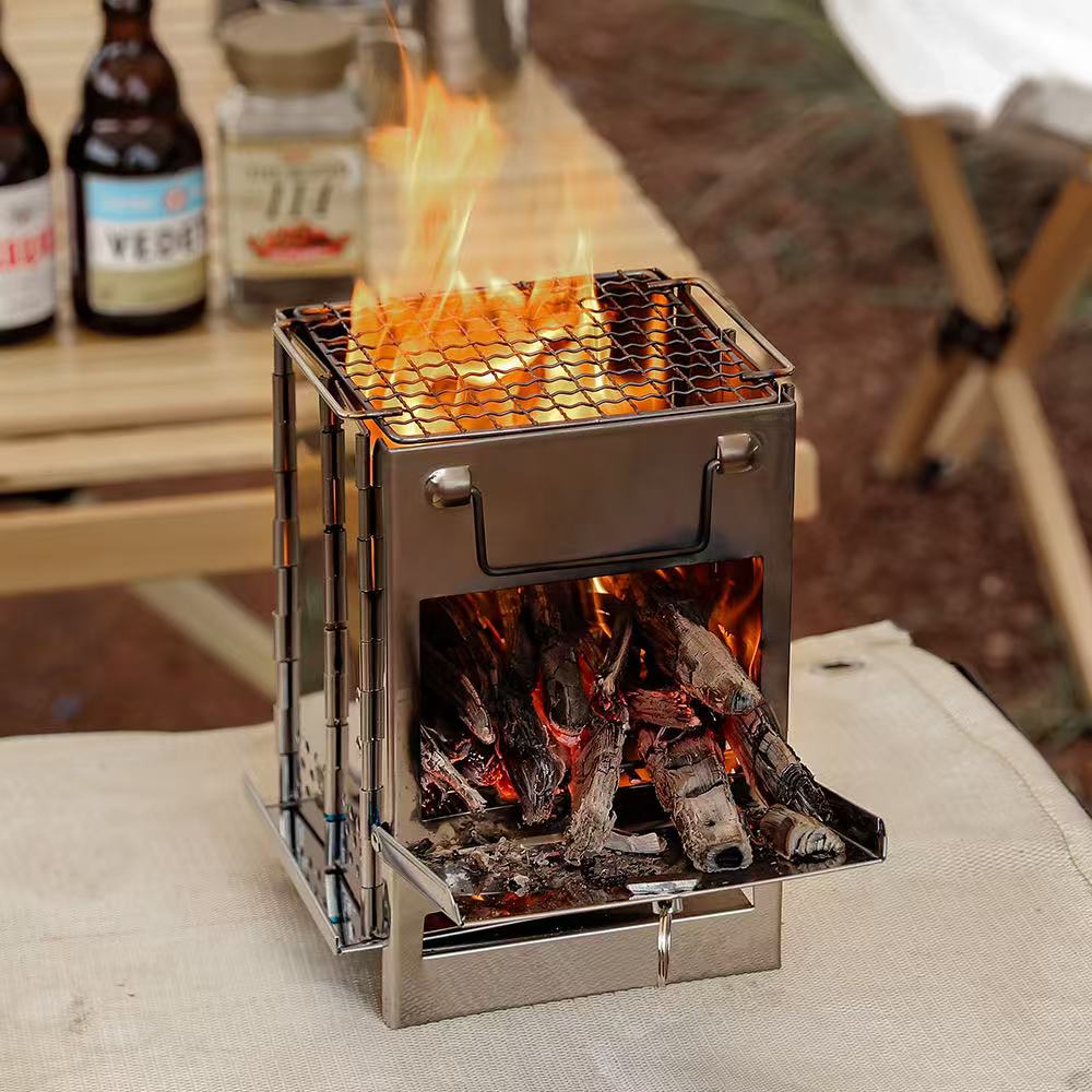 Folding Camping Stove for Wood Burning – Portable Stainless Steel Design