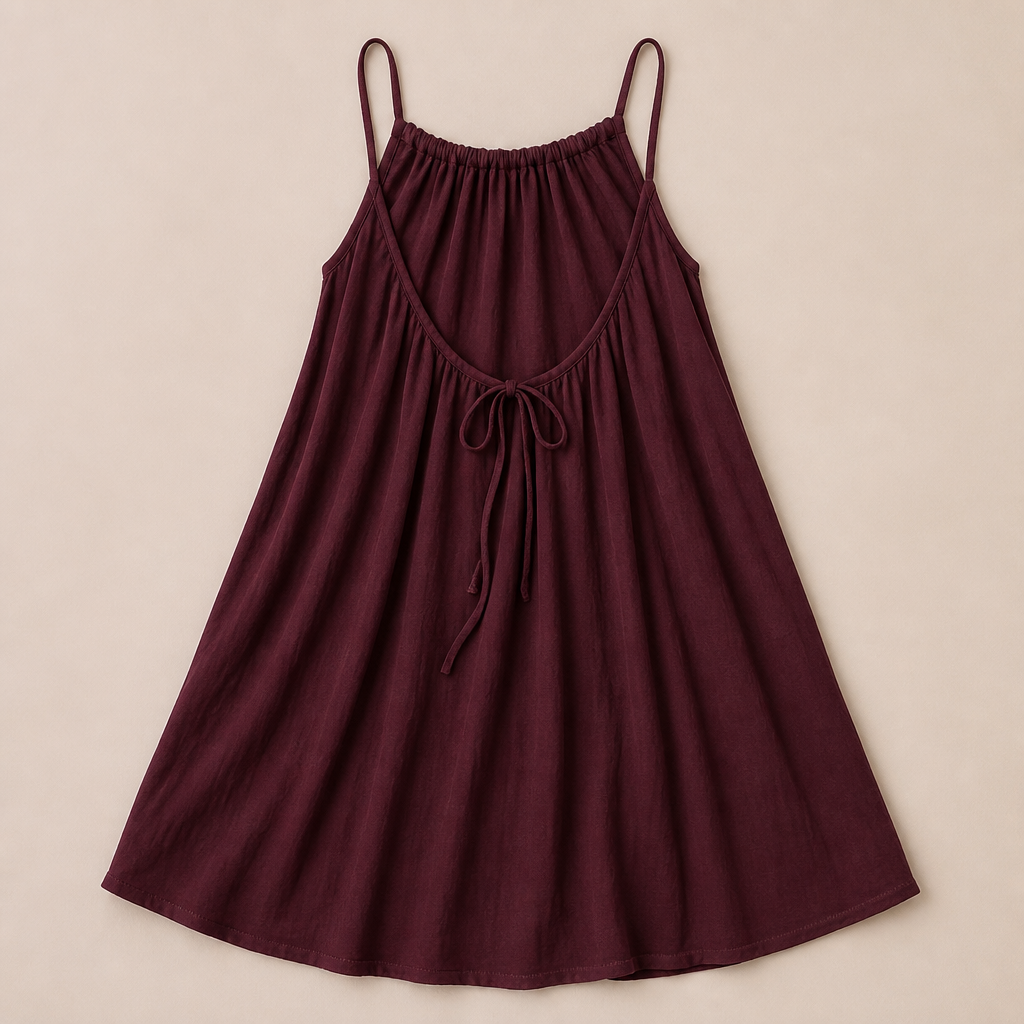 LunaVibe™ – Flowy Open-Back Cami Sundress with Adjustable Tie