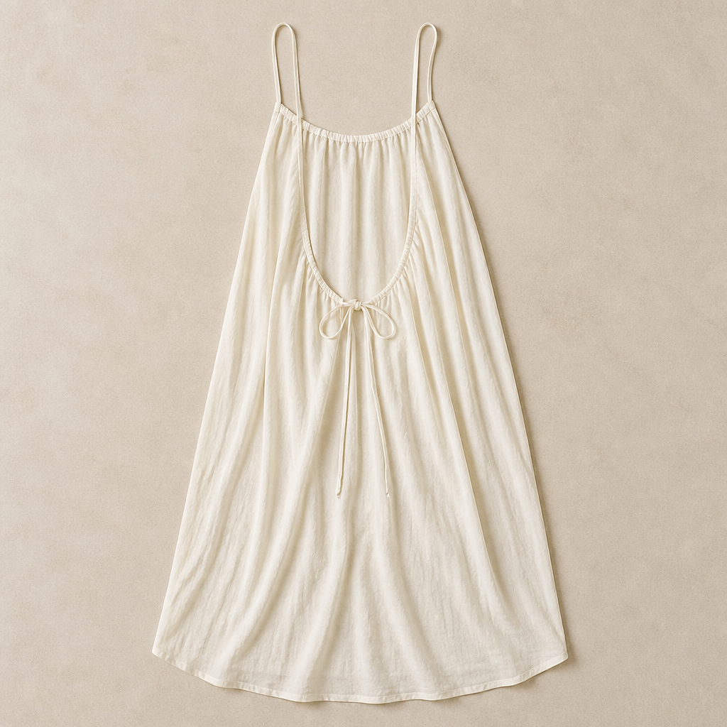 LunaVibe™ – Flowy Open-Back Cami Sundress with Adjustable Tie