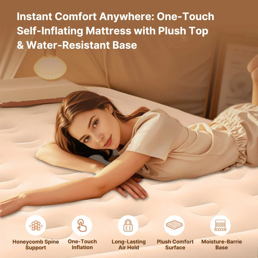 Inflatable Air Mattress with Built-in Pump – Soft Plush Design