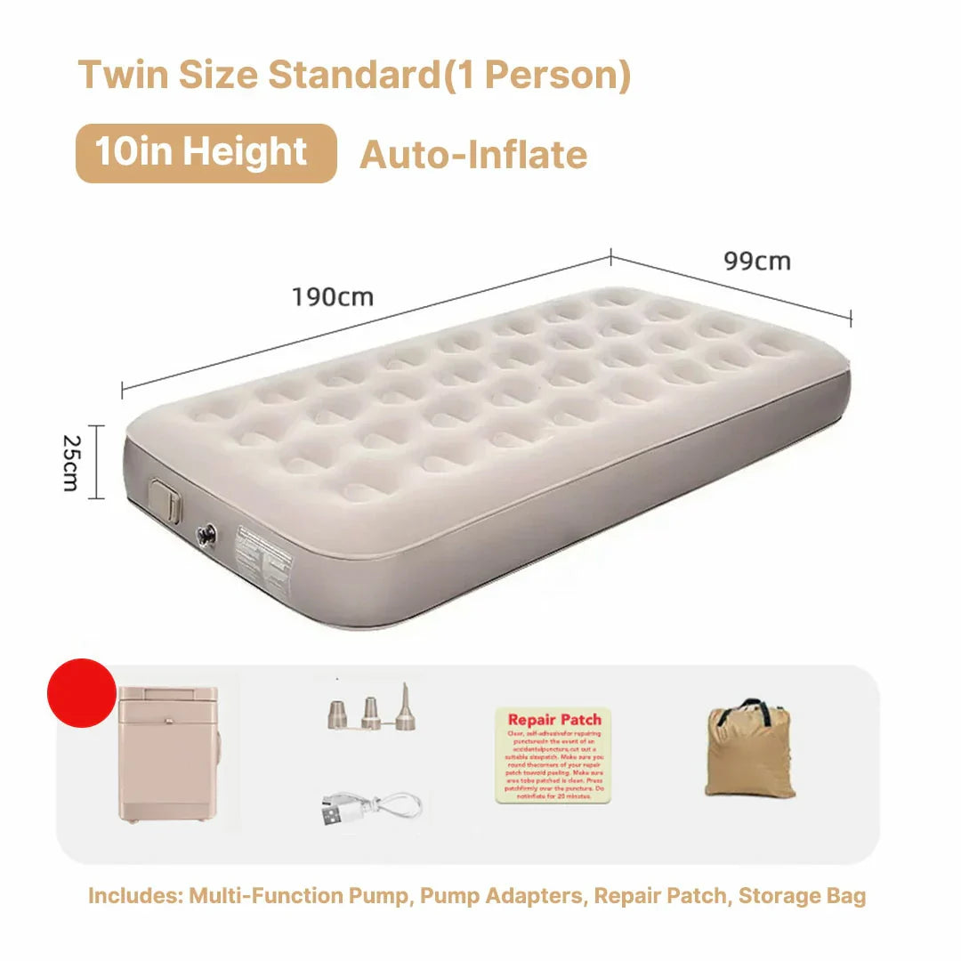 Inflatable Air Mattress with Built-in Pump – Soft Plush Design
