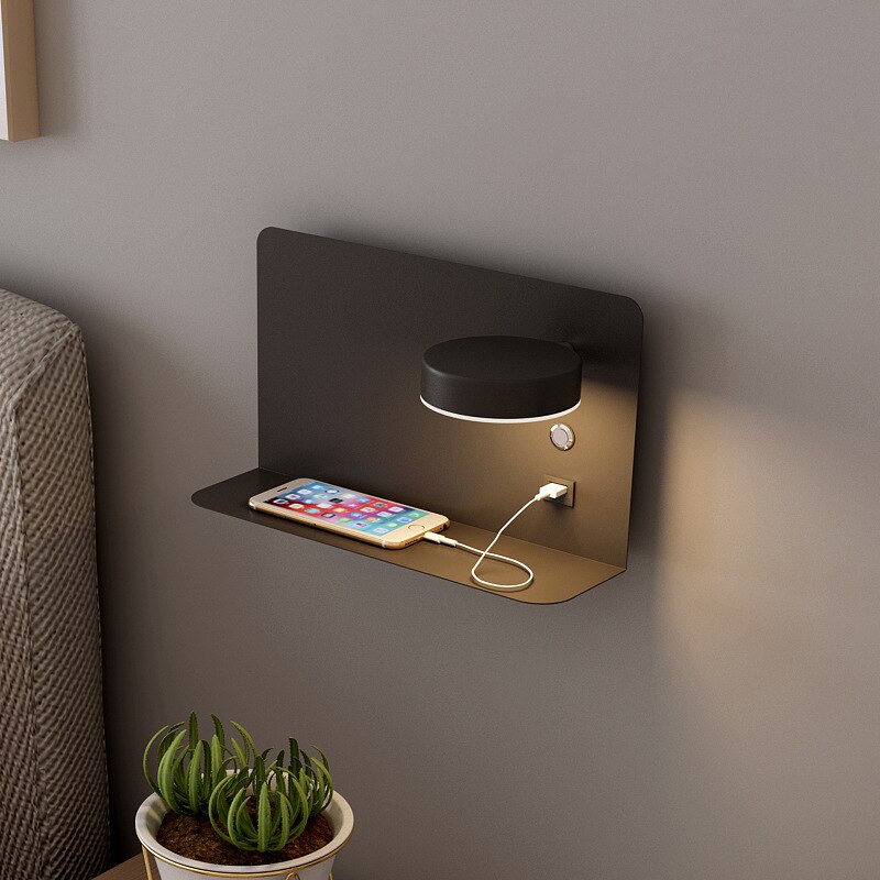 Adjustable LED Wall Lamp for Bedside with USB Charging Port