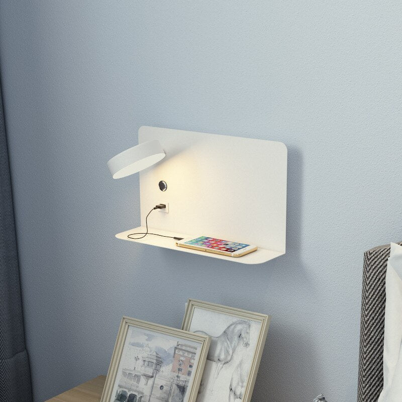 Adjustable LED Wall Lamp for Bedside with USB Charging Port