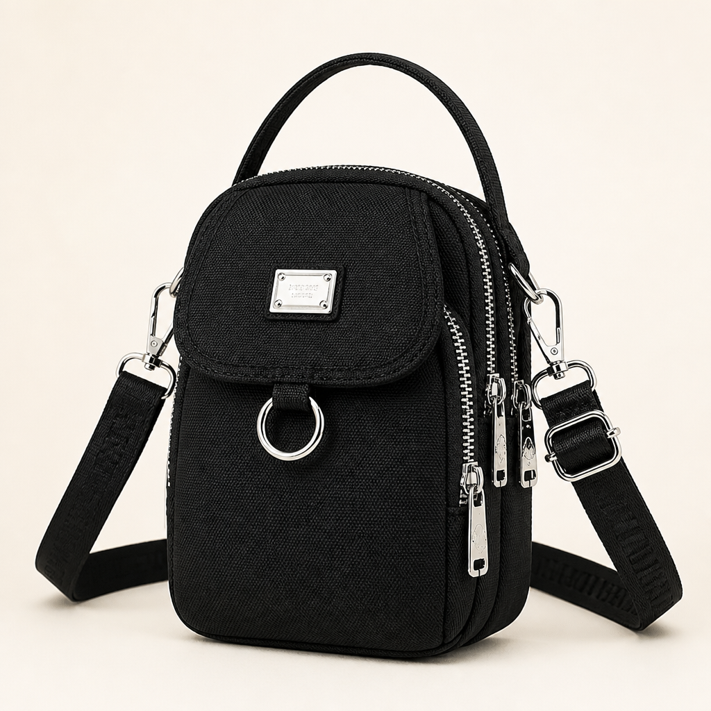 VeloTrek™ – Compact Triple-Zip Crossbody Bag with Weatherproof Oxford