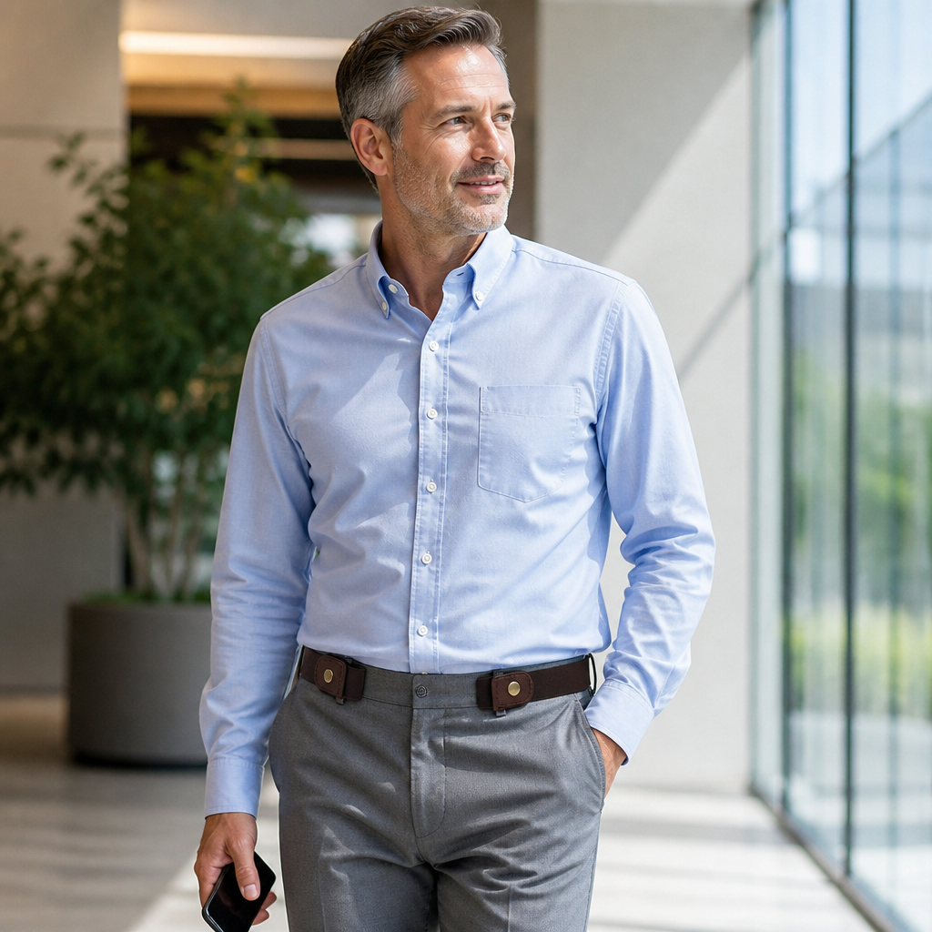 FlexiStride™ – Buckle-Free Stretch Belt with Invisible Snap Closure