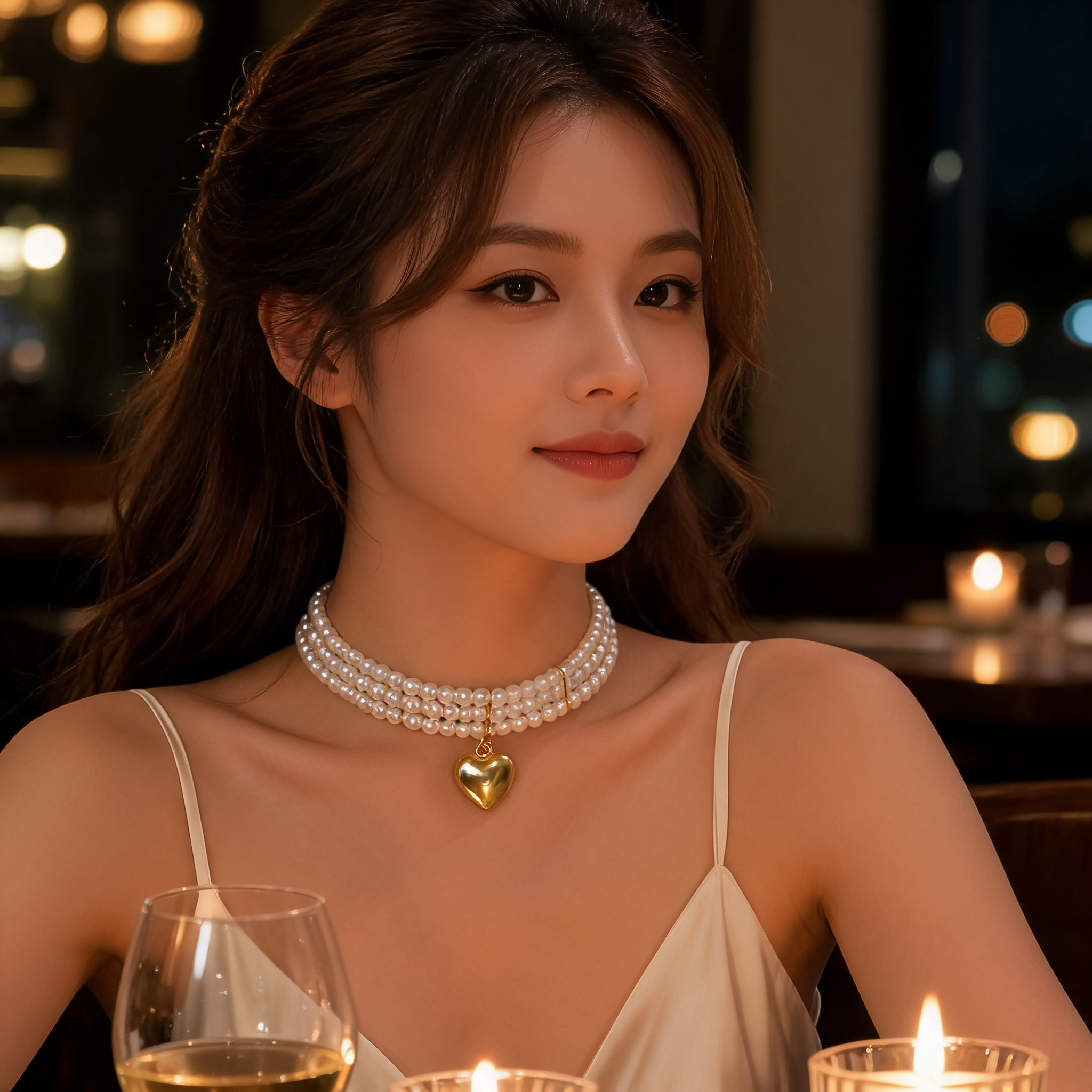 LumaLuxe™ – Romantic Triple-Strand Pearl Choker with Gold Heart Pendant
