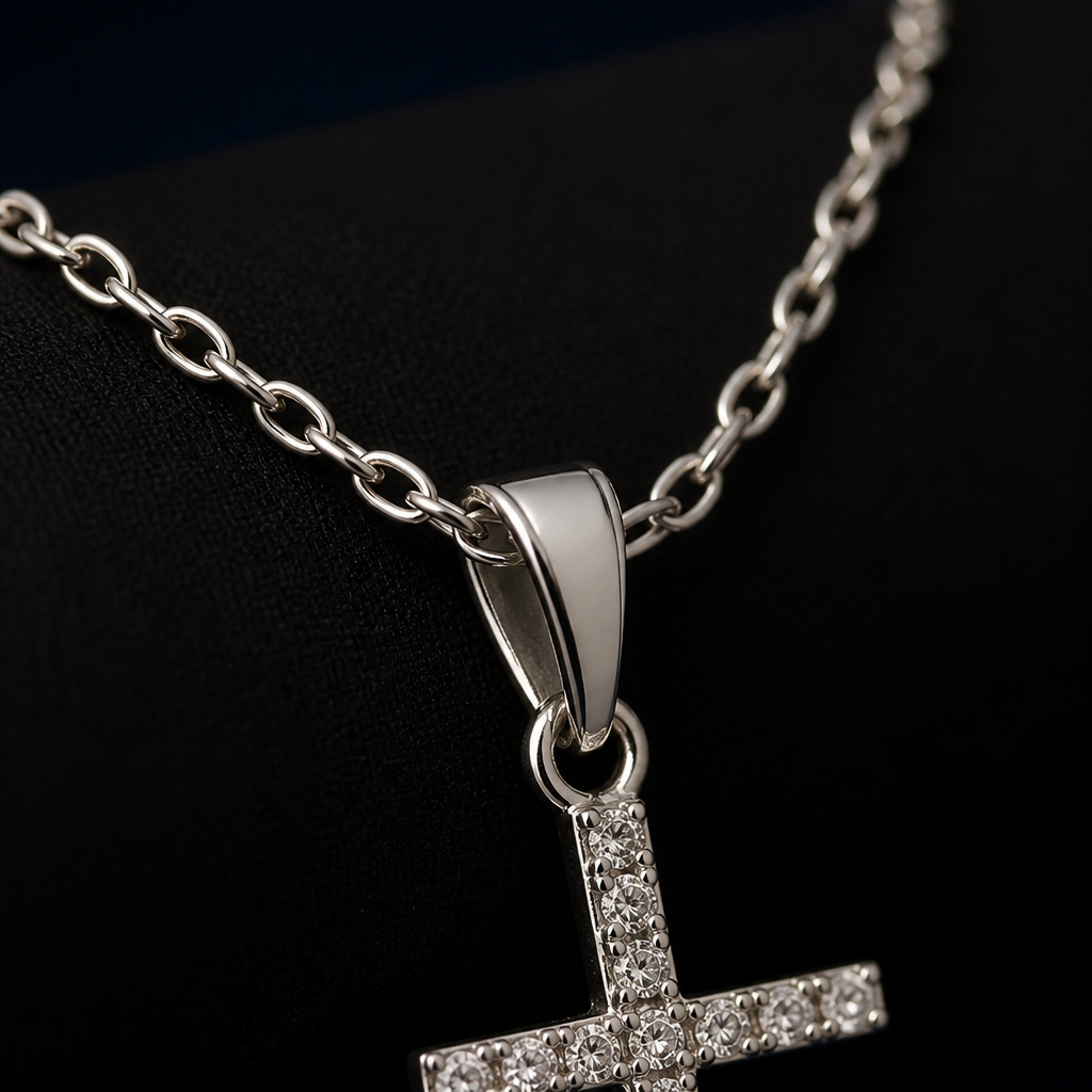 LustreRise™ – Sparkling Pavé Zircon Cross Pendant Necklace