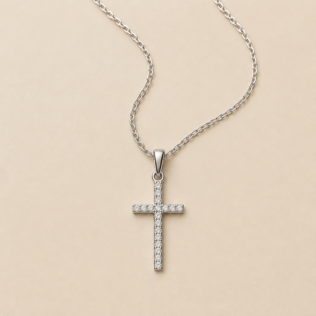 LustreRise™ – Sparkling Pavé Zircon Cross Pendant Necklace