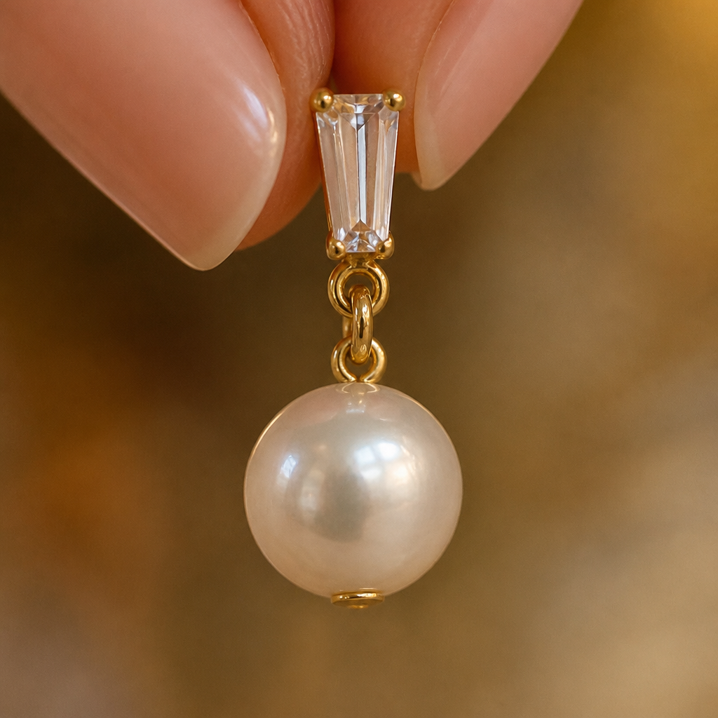 LumaFleur™ – Elegant Pearl Drop Earrings with Crystal Accent