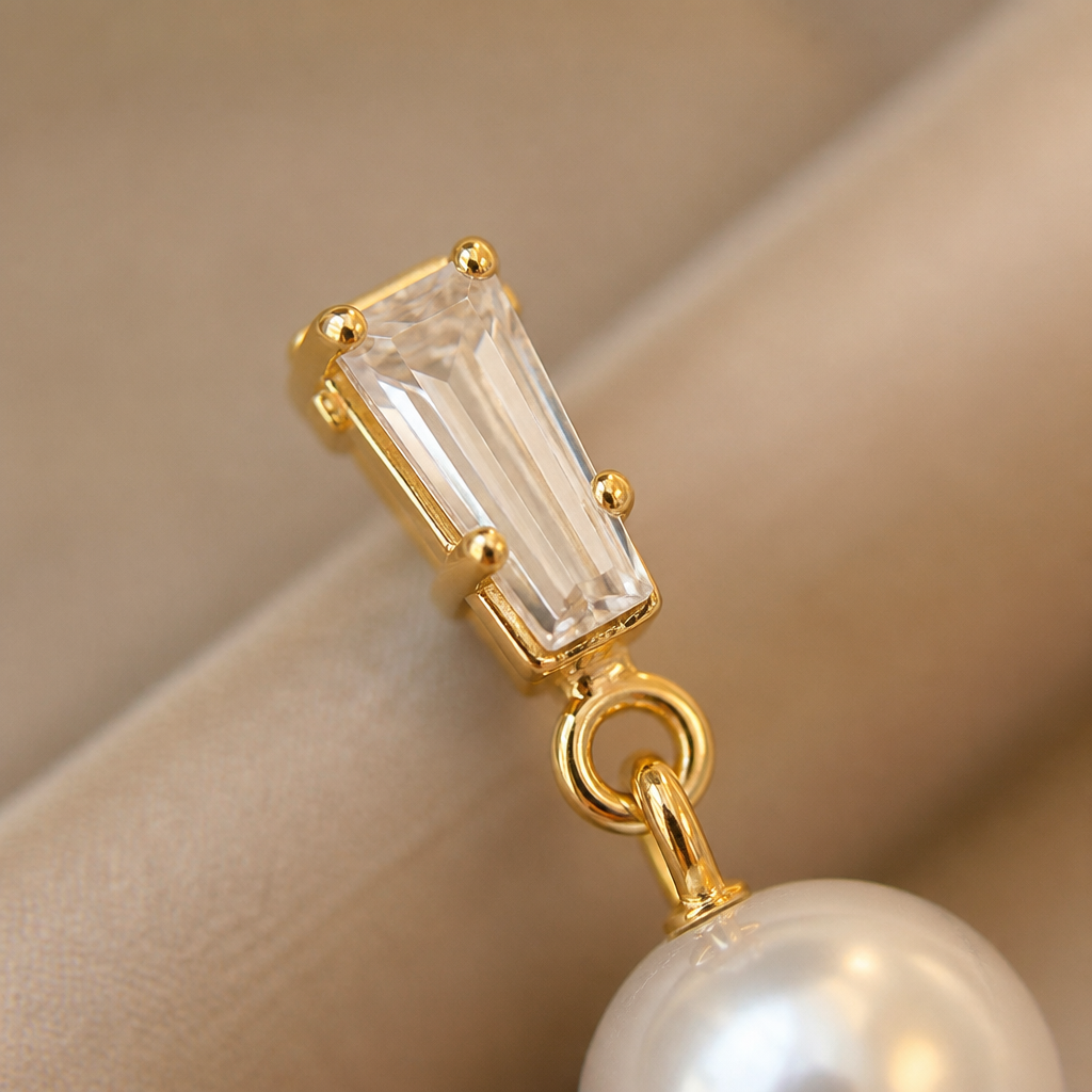 LumaFleur™ – Elegant Pearl Drop Earrings with Crystal Accent
