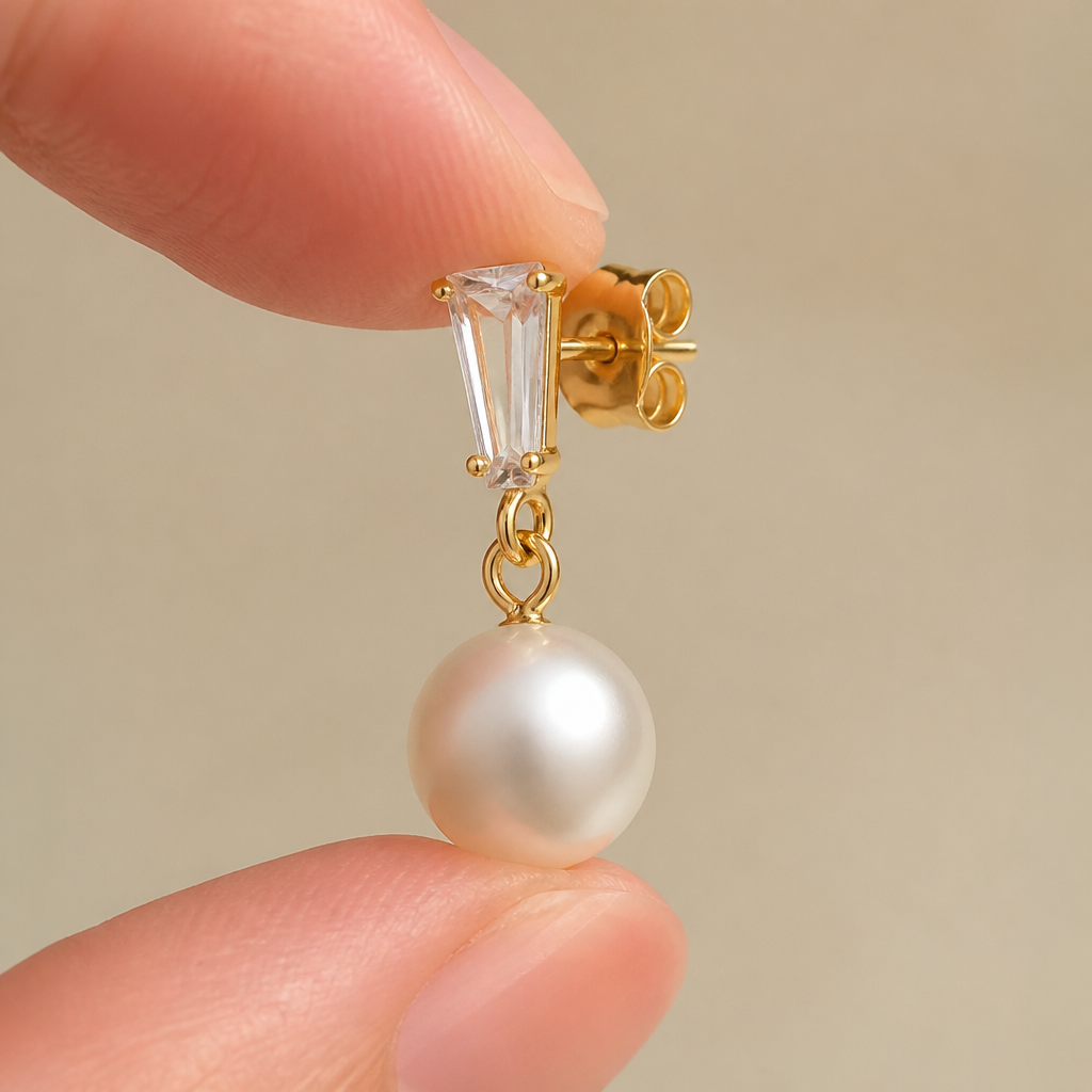 LumaFleur™ – Elegant Pearl Drop Earrings with Crystal Accent
