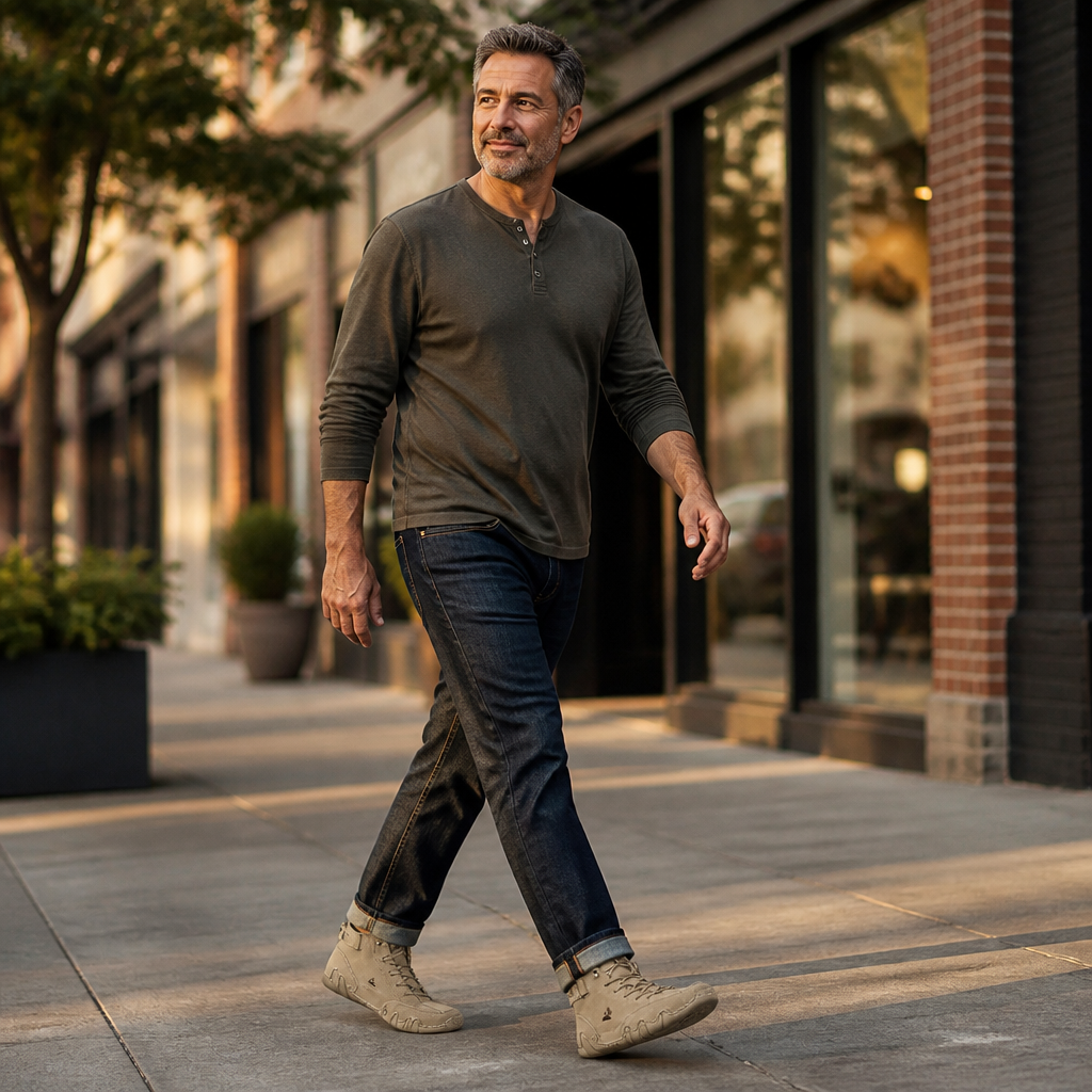 FluxStride™ – Handcrafted Leather Ankle Boots with Orthopedic Arch Support