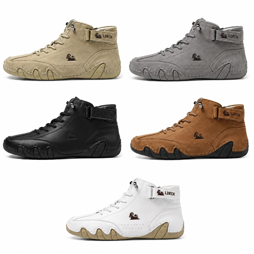 FluxStride™ – Handcrafted Leather Ankle Boots with Orthopedic Arch Support