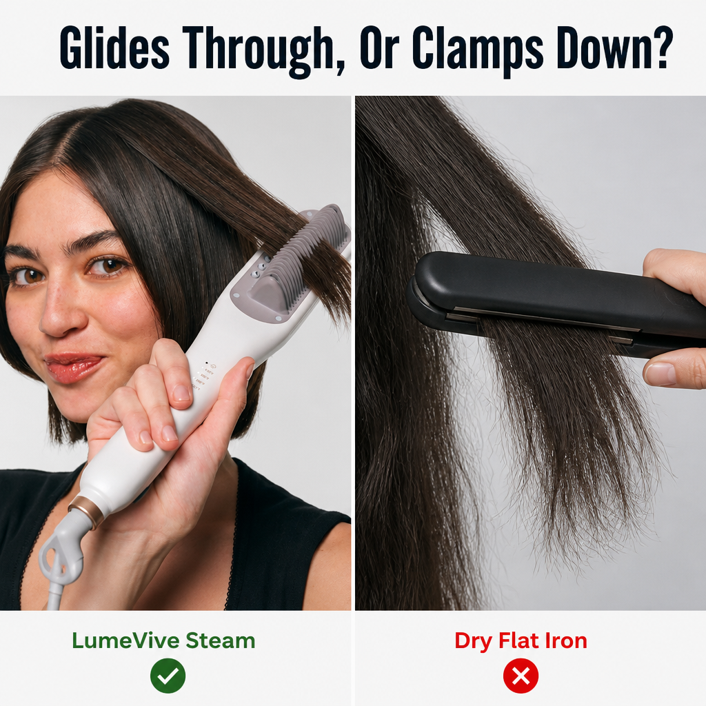 LumeVive™ — Steam Your Frizz Smooth Without Frying a Single Strand