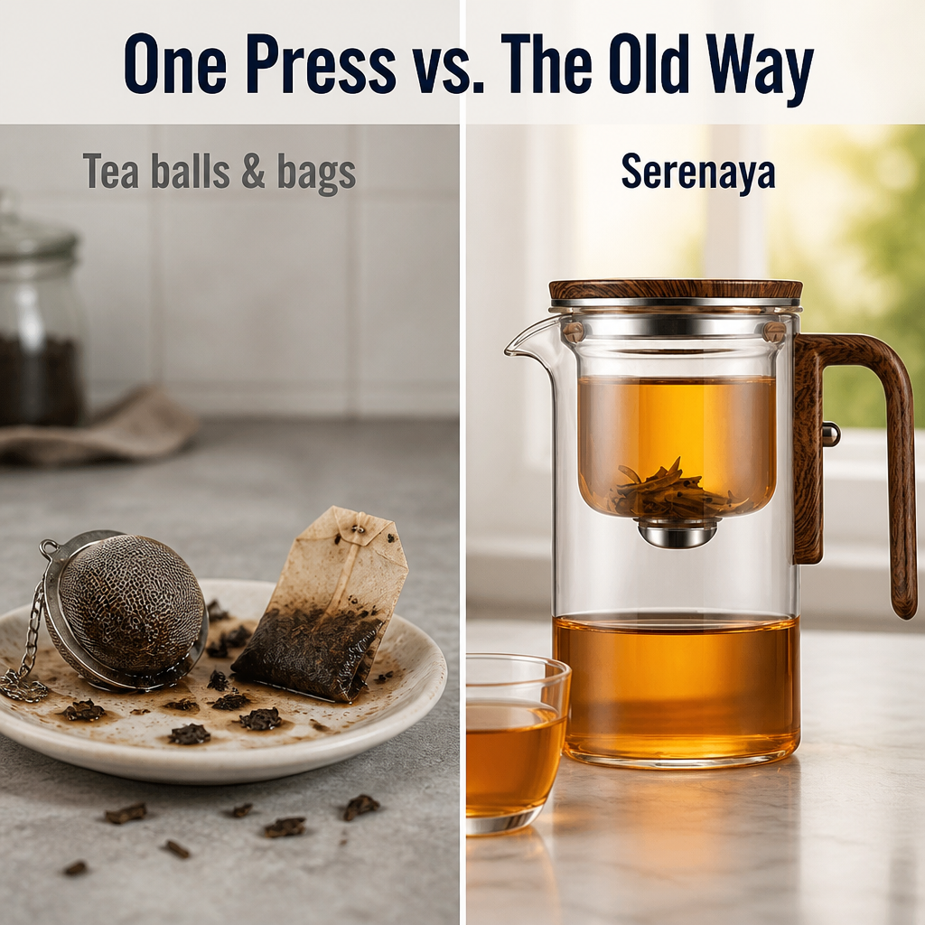 Serenaya™ — Press Once for Smooth, Clean Tea With No Bitter Aftertaste