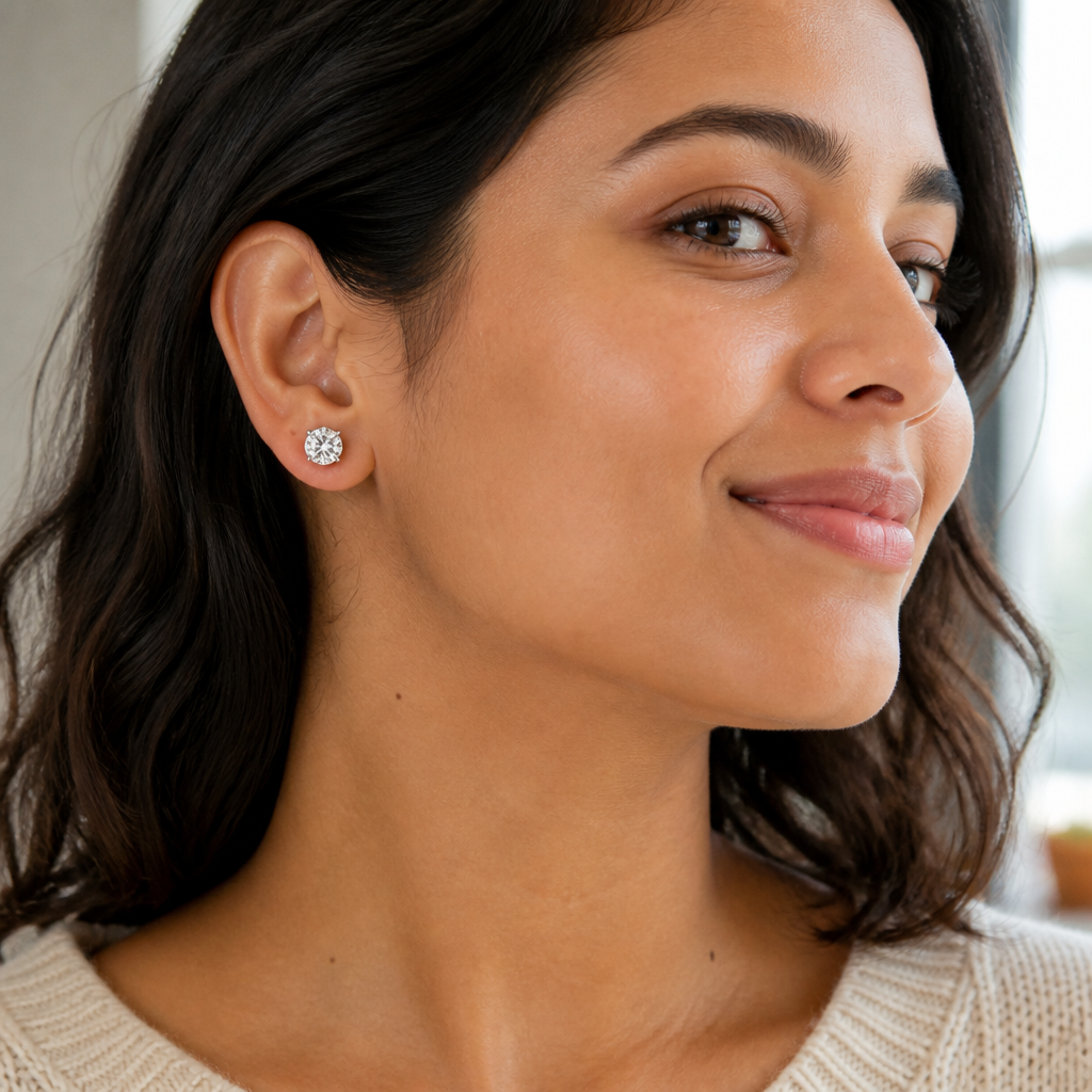 SerenPulse™ – Round-Cut Magnetic Clip-On Stud Earrings, No Piercing Needed