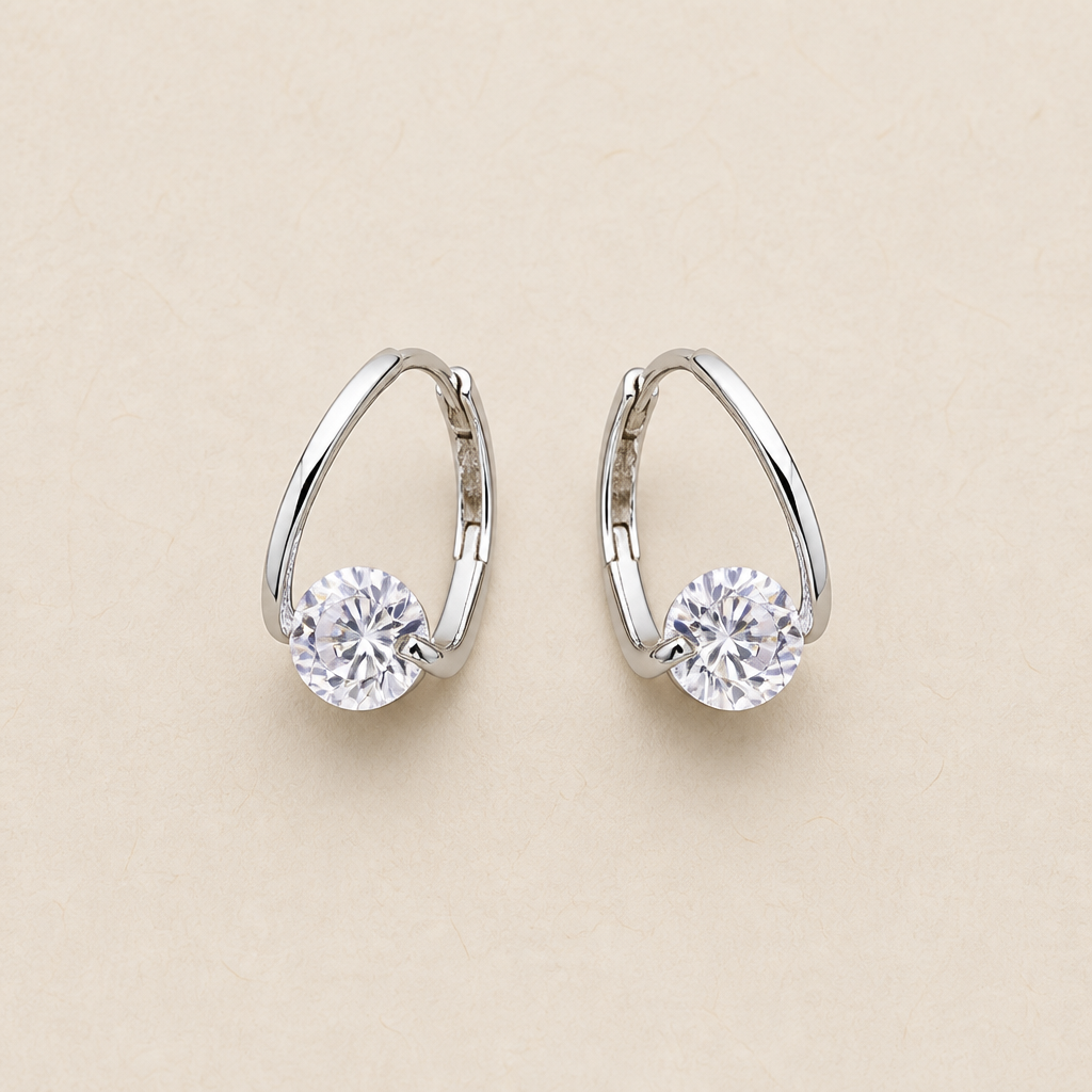 RadianceAura™ – Floating Zircon Open Hoop Earrings