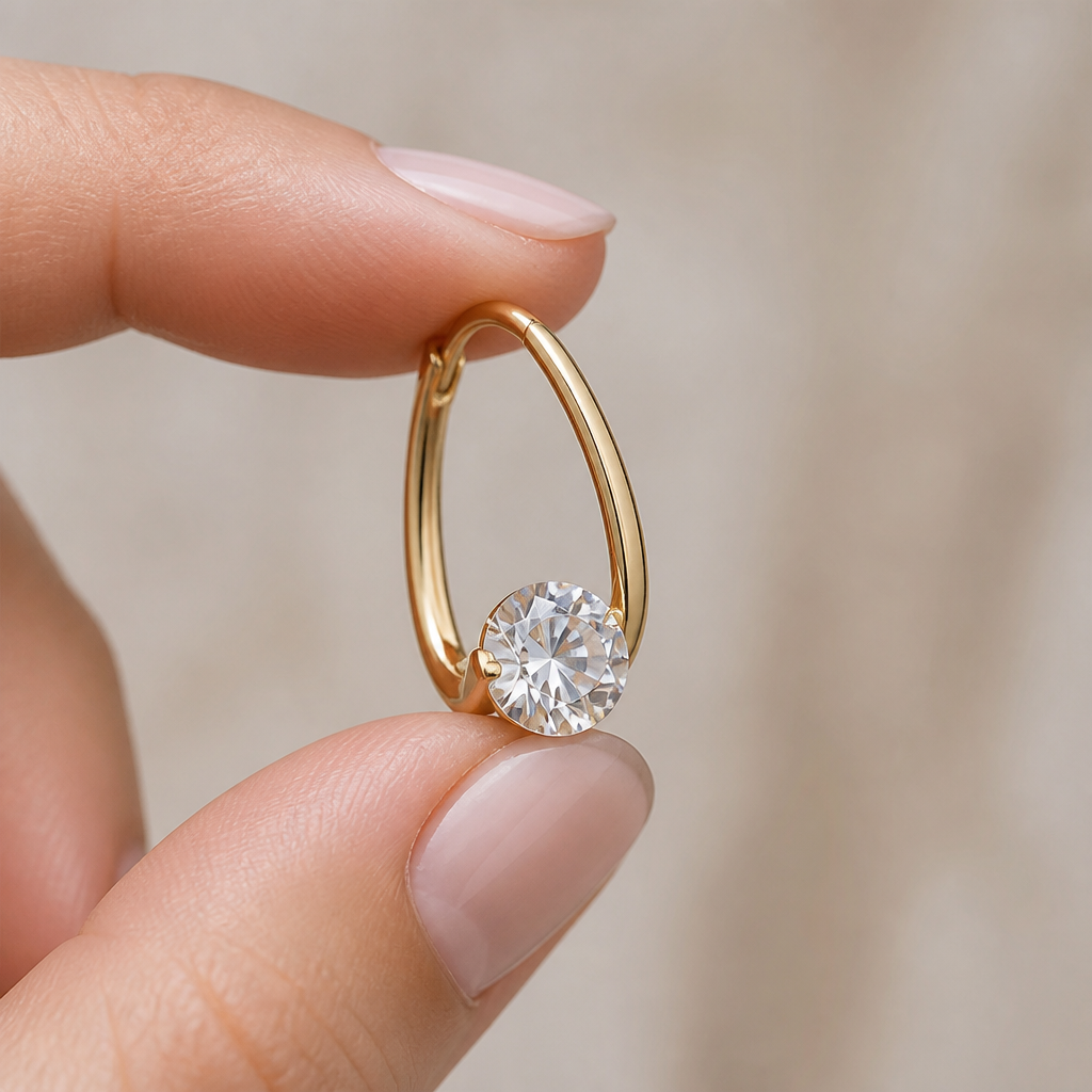 LuxeLume™ – Delicate Teardrop Hoop Earrings with Zirconia Stone