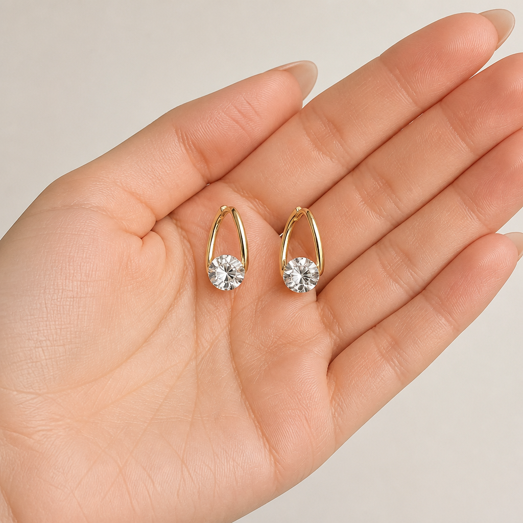 LuxeLume™ – Delicate Teardrop Hoop Earrings with Zirconia Stone