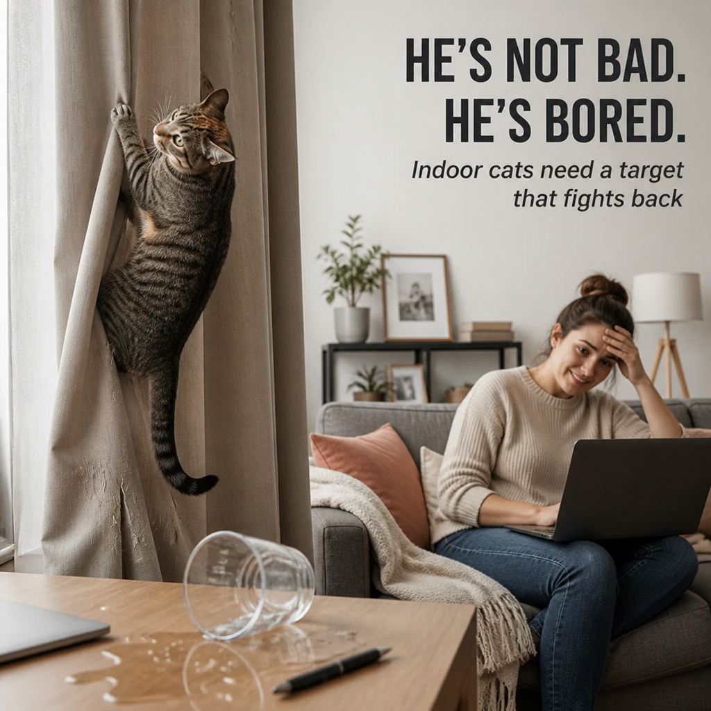 PouncePulse™ — Burn Off Indoor Cat Energy with Spring-Loaded Boxing Action