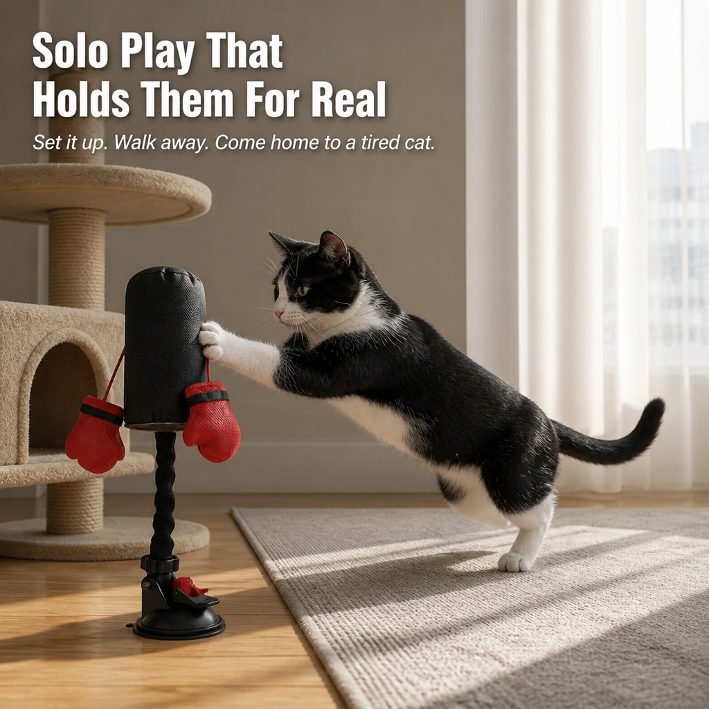 PouncePulse™ — Burn Off Indoor Cat Energy with Spring-Loaded Boxing Action