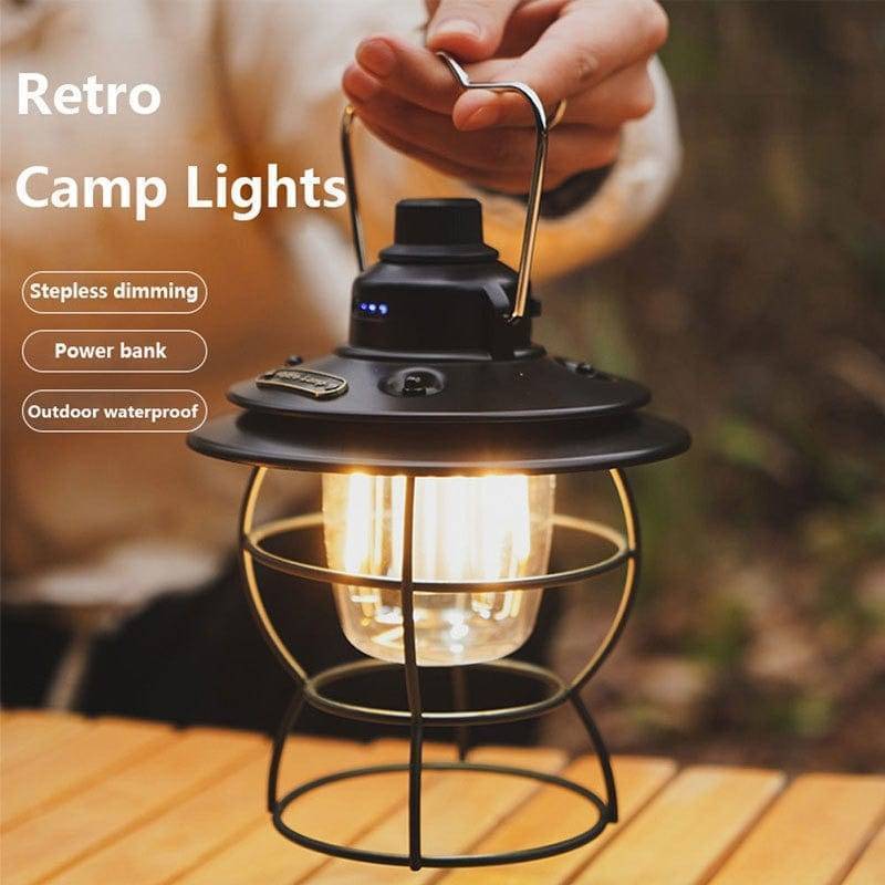 Rechargeable Camping Lantern with 3 Lighting Modes – Vintage Design