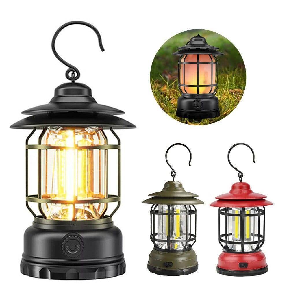 Rechargeable Camping Lantern with 3 Lighting Modes – Vintage Design