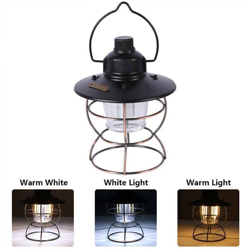 Rechargeable Camping Lantern with 3 Lighting Modes – Vintage Design