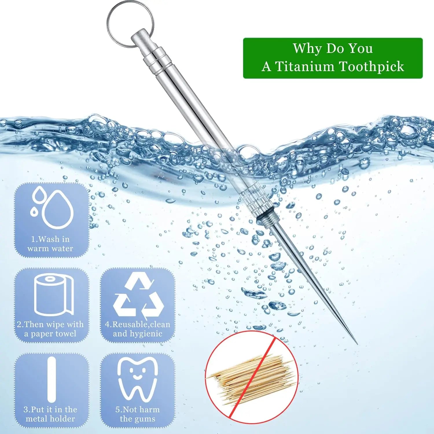 Titanium Toothpick in Waterproof Case – Reusable Design