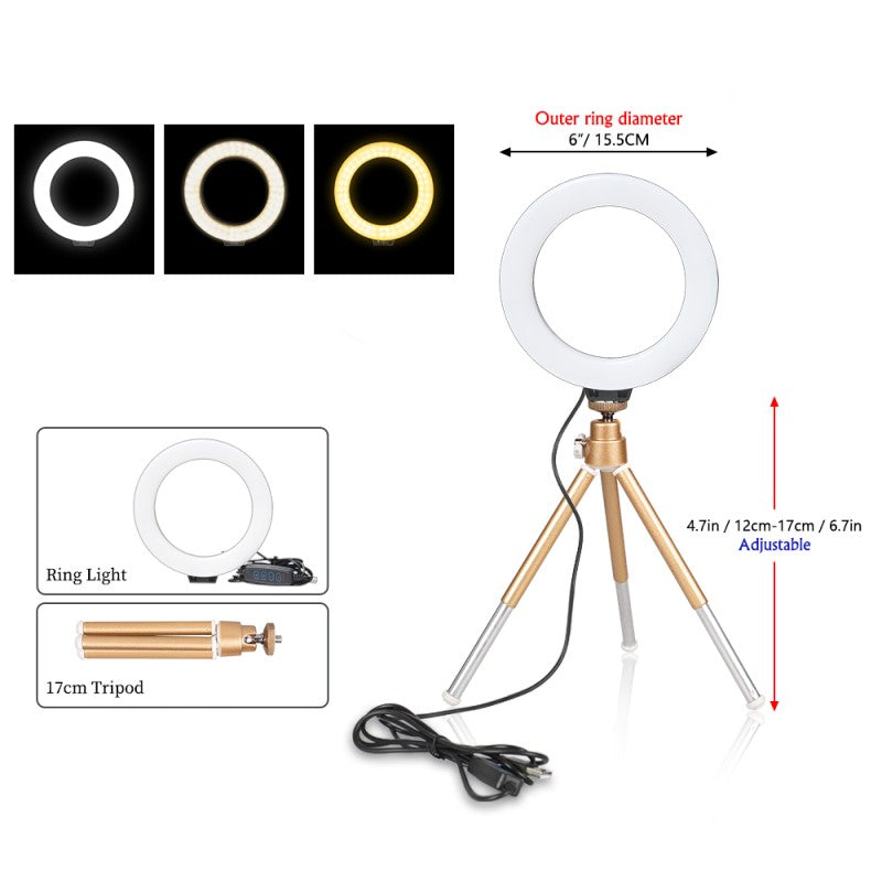 Adjustable LED Ring Light for Photography, Video, Selfies, and Meetings