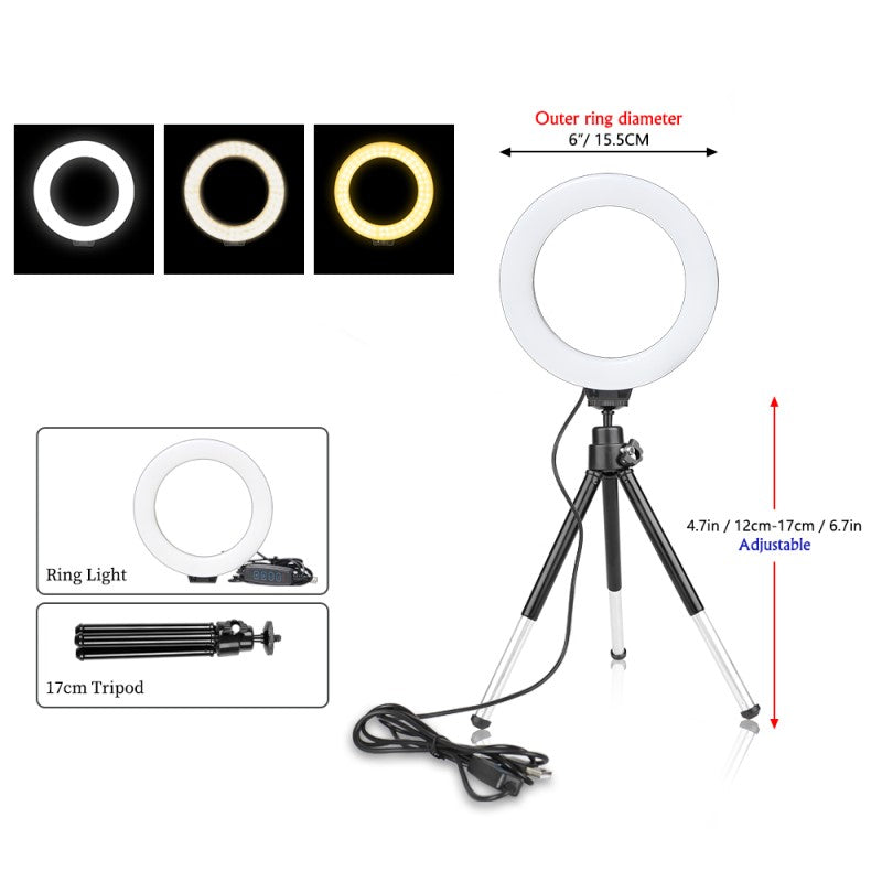 Adjustable LED Ring Light for Photography, Video, Selfies, and Meetings