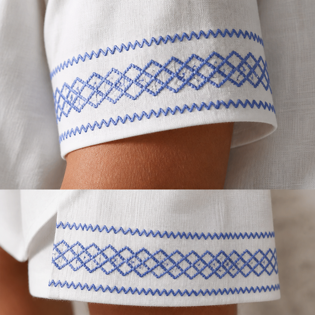 Suncraft™ – Embroidered Cuban-Collar Shirt & Drawstring Shorts Summer Set