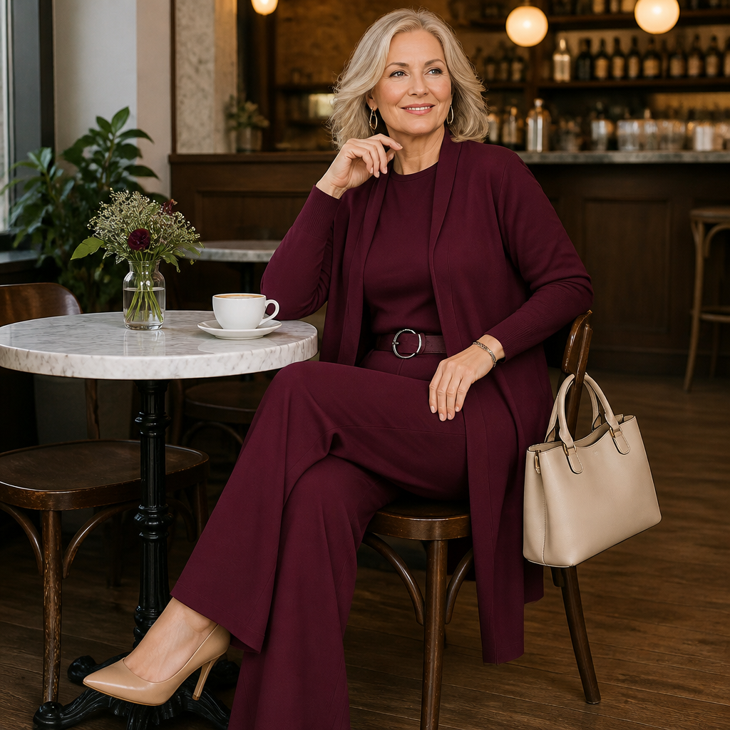 Verena™ – Elegant Three-Piece Knit Set with Longline Duster Cardigan