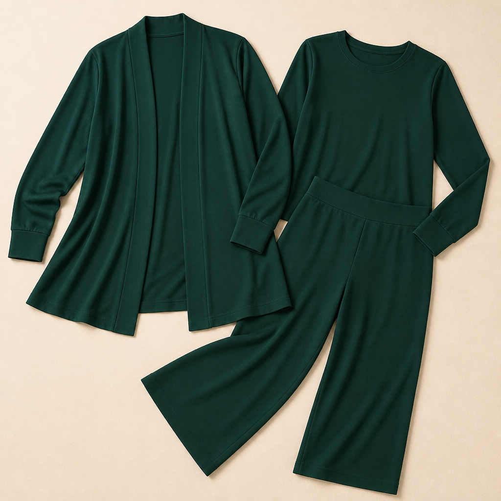 Verena™ – Elegant Three-Piece Knit Set with Longline Duster Cardigan