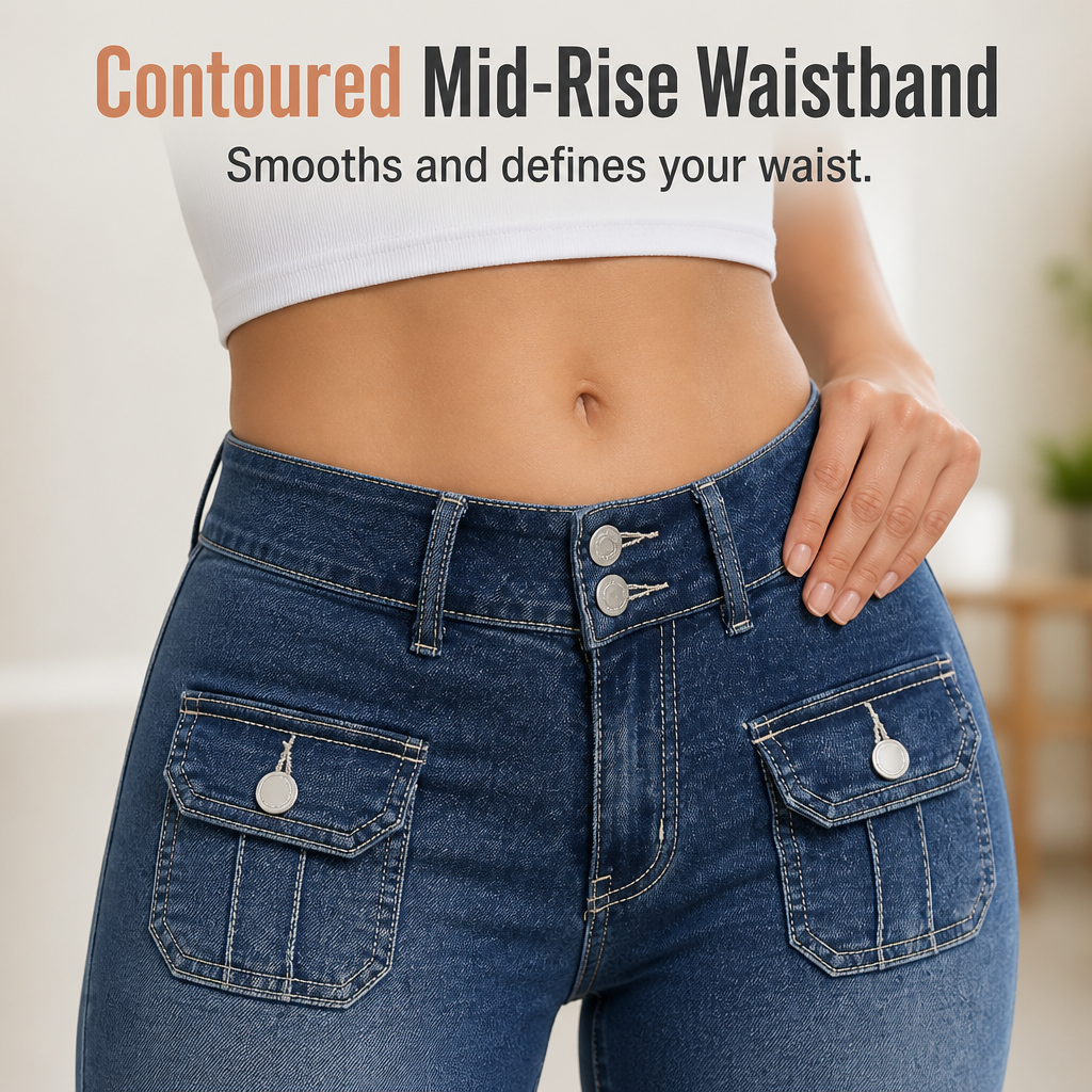 SerisiFlex™ – Curve-Defining Slim Fit Stretch Denim Capris with Contoured Waistband