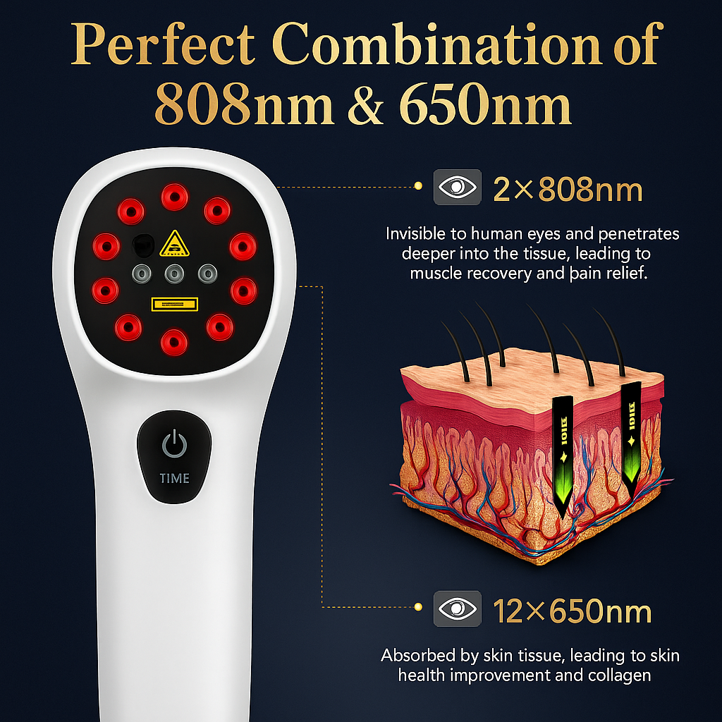 Pain Relief Device with Deep Tissue Red Laser Therapy